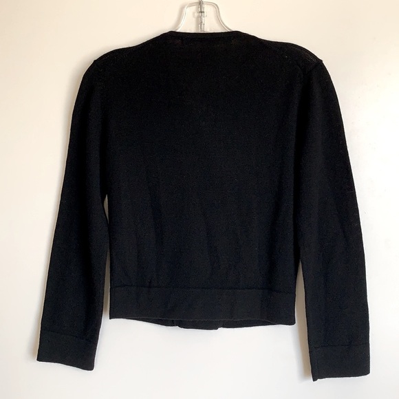 Diane Von Furstenberg Soft Wool Intricately Embellished Front Tab Crop Sweater - Picture 6 of 6